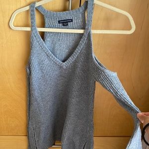 Cold shoulder knit sweater